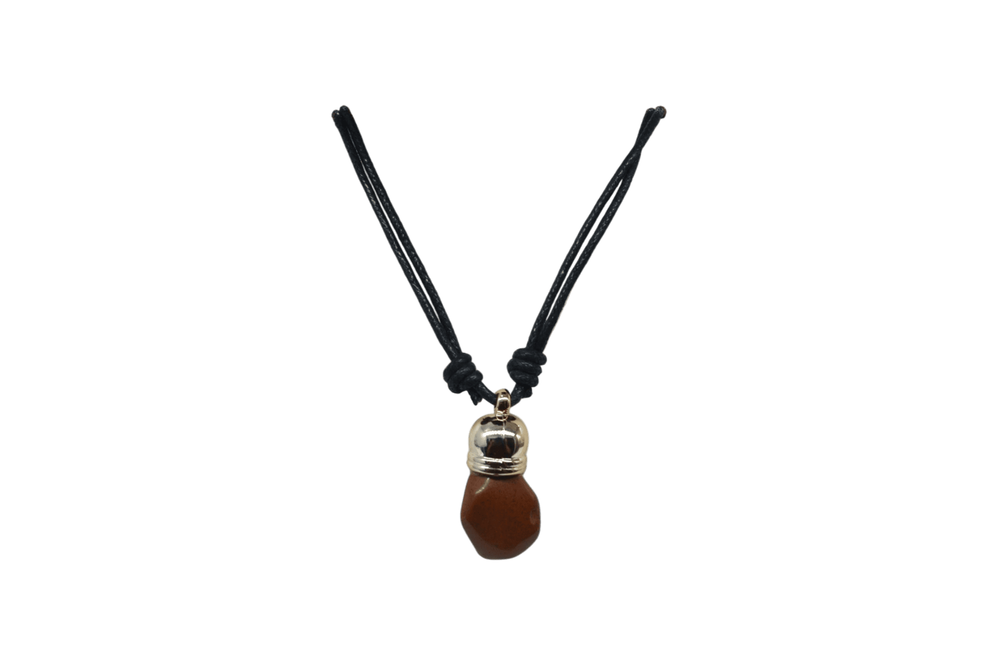 Collar de piedra jaspe rojo con capuchón dorado