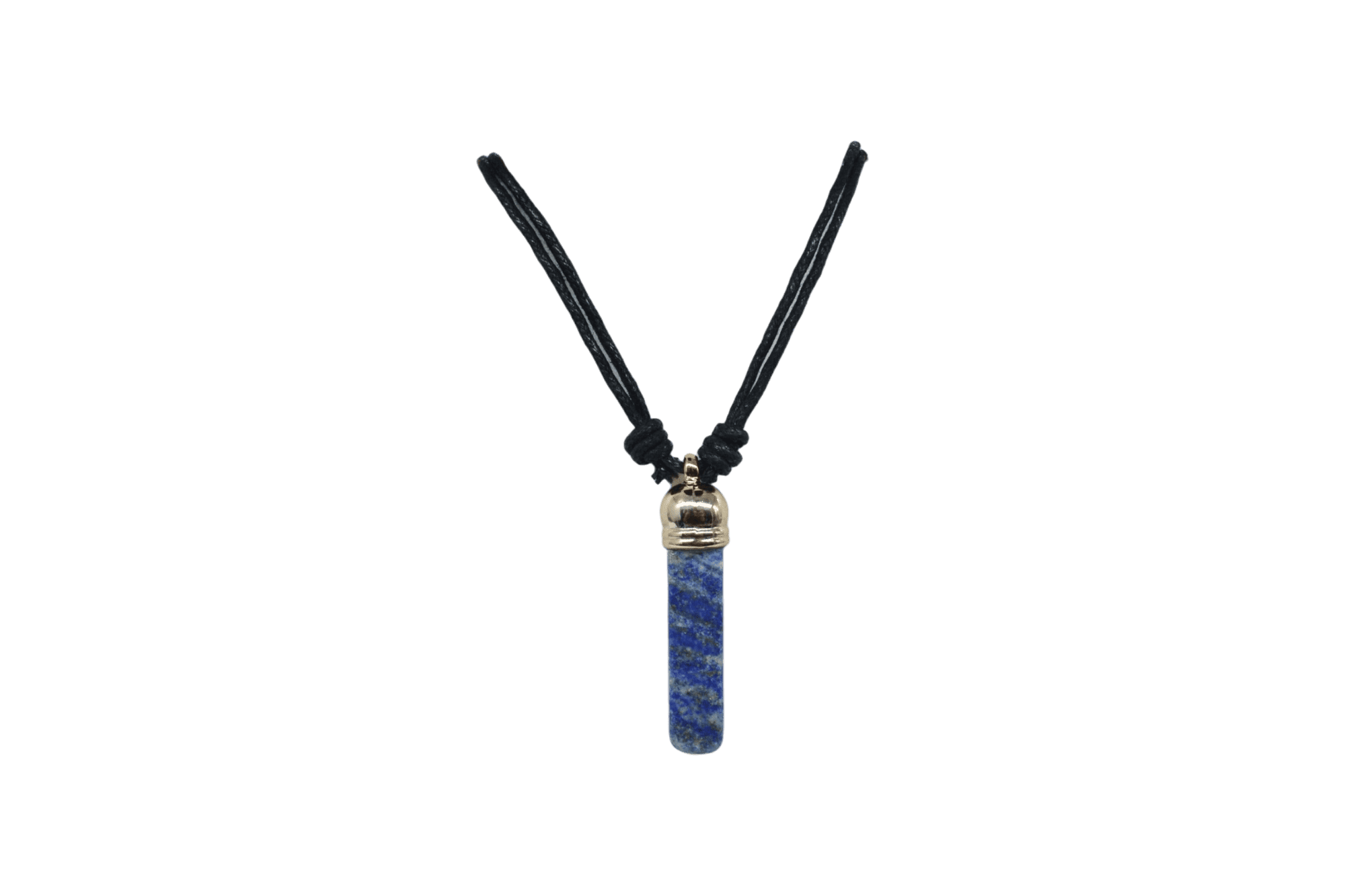 Collar de piedra lapislázuli con capuchón dorado
