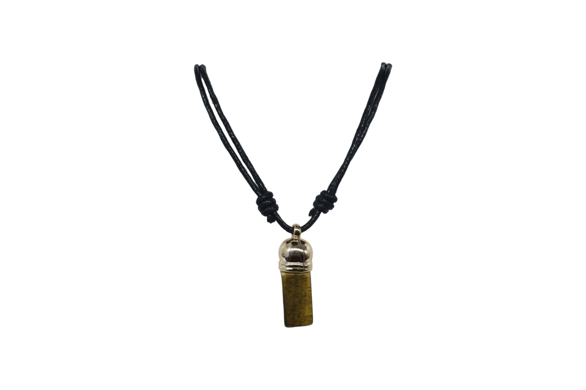 Collar de piedra ojo de tigre con capuchón dorado