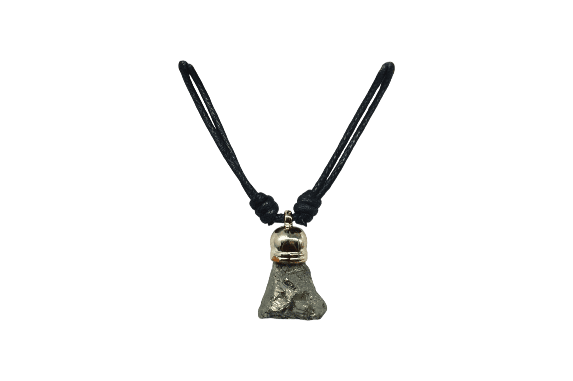 Collar de piedra pirita con capuchón dorado
