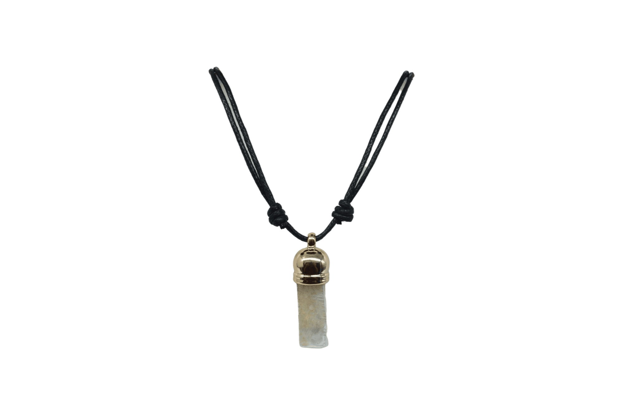 Collar de piedra selenita con capuchón dorado