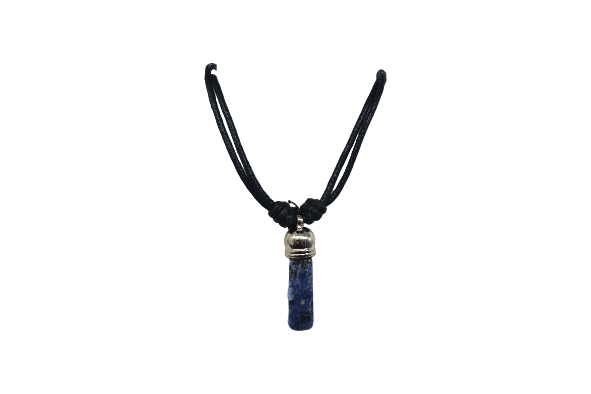 Collar de piedra sodalita con capuchón dorado