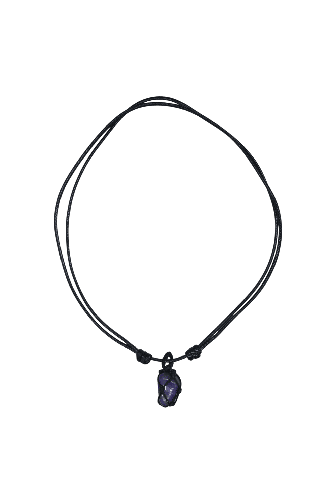 Collar con dije de piedra ágata morada tejido con hilo encerado - Imagen 2
