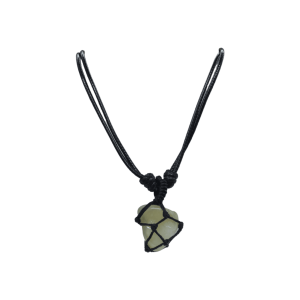 Collar con dije de piedra ágata peridoto tejido con hilo encerado