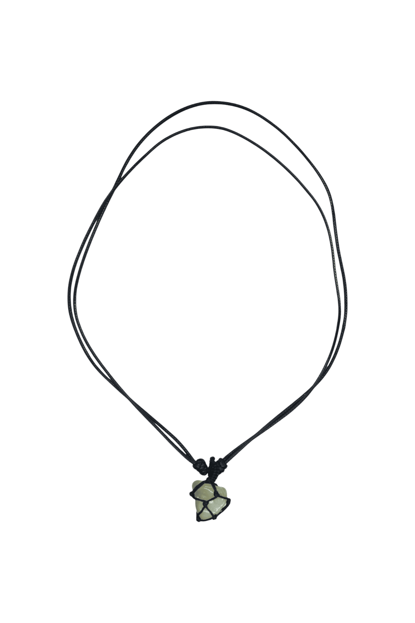 Collar con dije de piedra ágata peridoto tejido con hilo encerado - Imagen 2