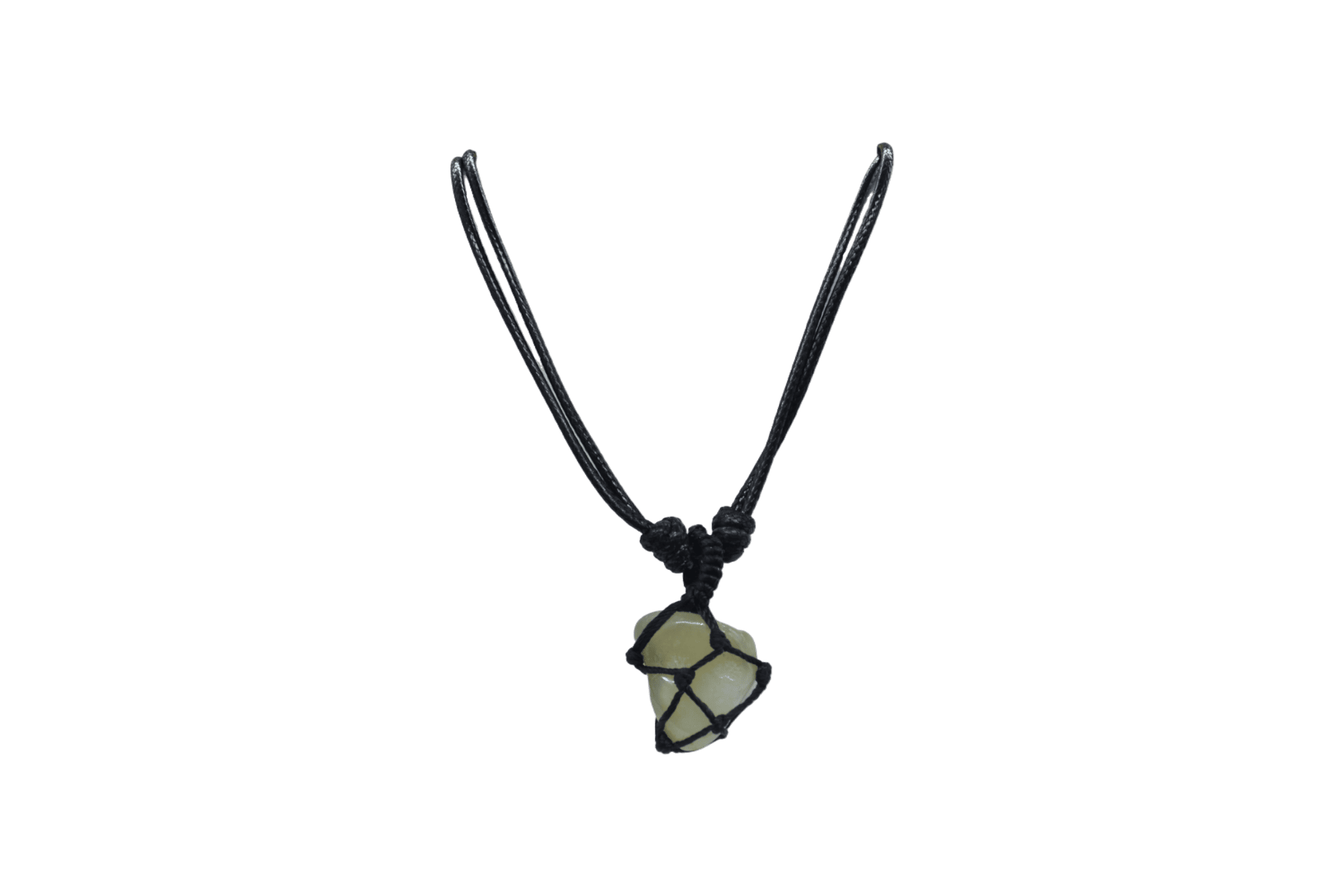Collar con dije de piedra ágata peridoto tejido con hilo encerado
