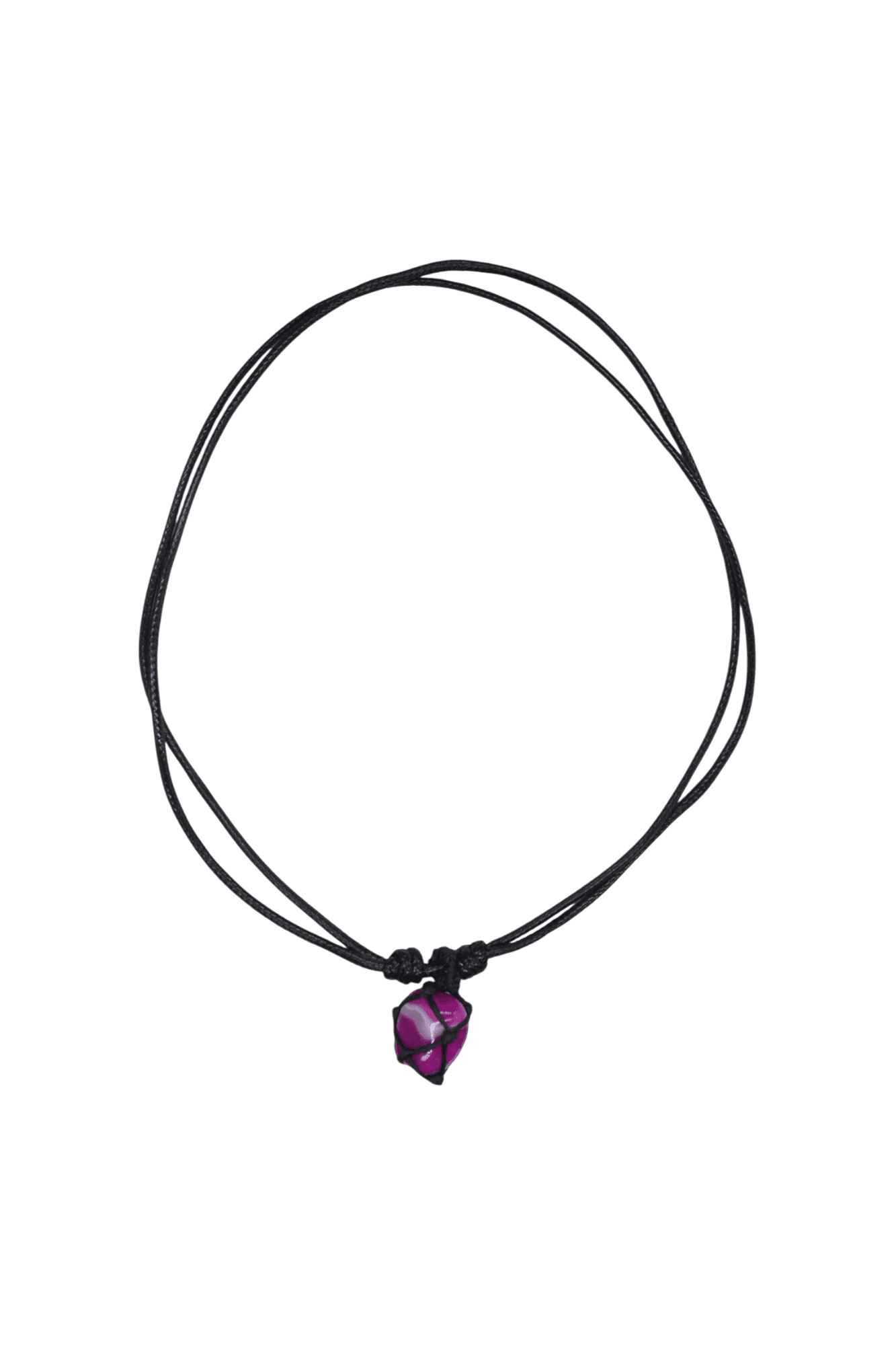 Collar con dije de piedra ágata rosa tejido con hilo encerado - Imagen 2