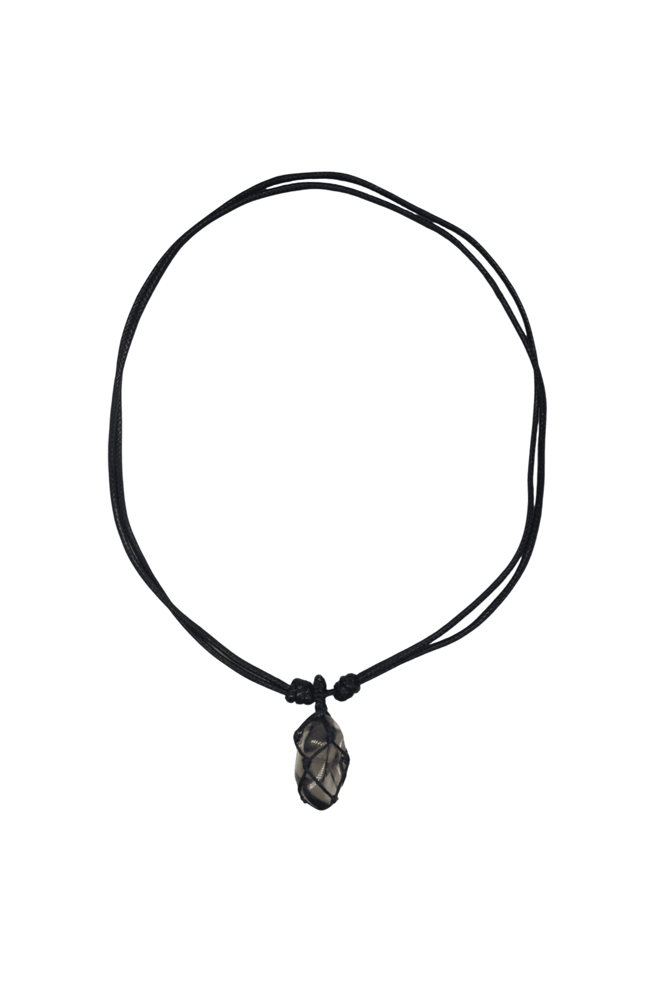 Collar de cuarzo ahumado tejido con hilo encerado - Imagen 2