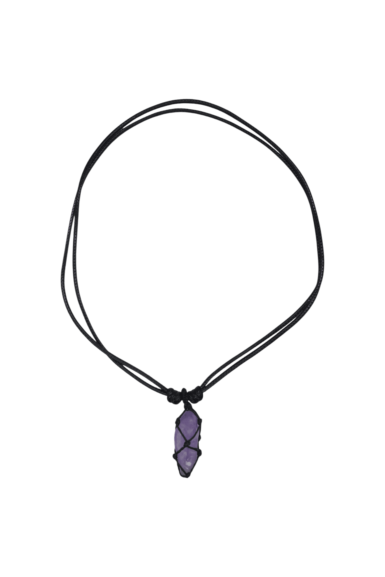 Collar con dije de cuarzo amatista tejido con hilo encerado - Imagen 2