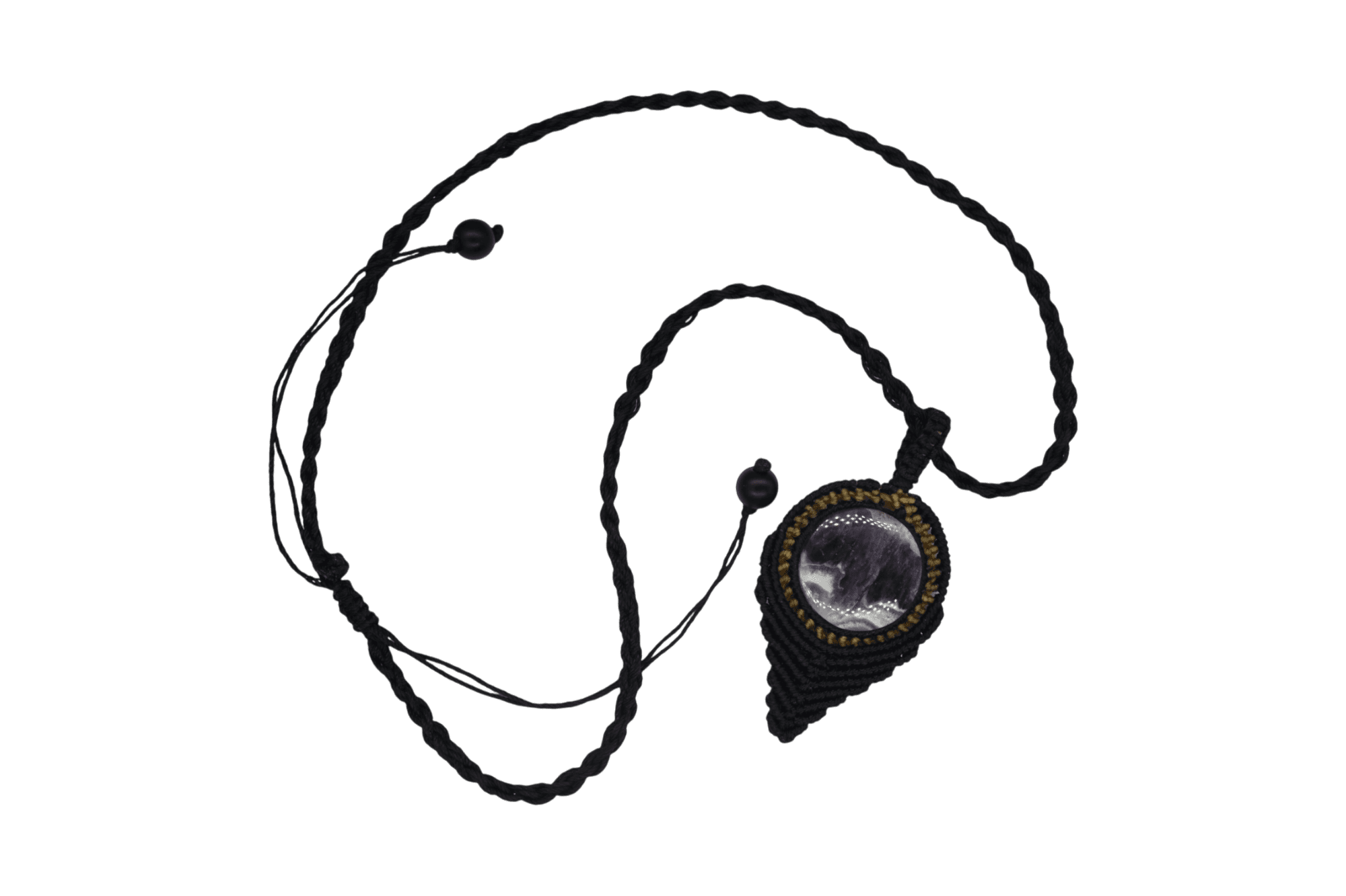 Collar ajustable de cuarzo amatista tejido artesanalmente con hilo encerado - Imagen 2