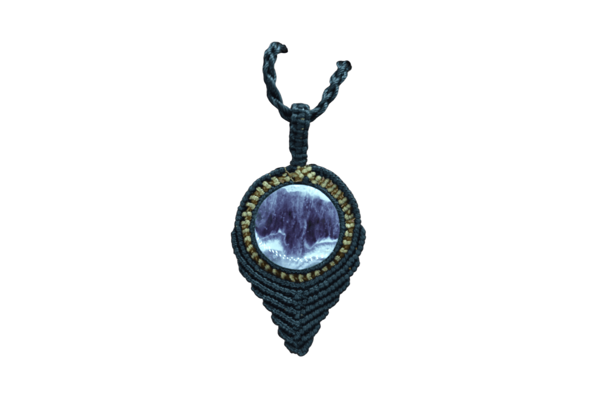 Collar ajustable de cuarzo amatista tejido artesanalmente con hilo encerado - Imagen 3