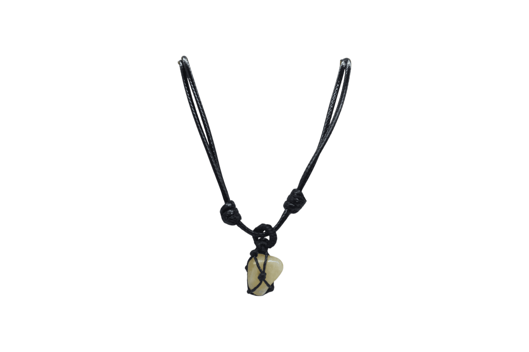 Collar con dije de cuarzo citrino tejido con hilo encerado