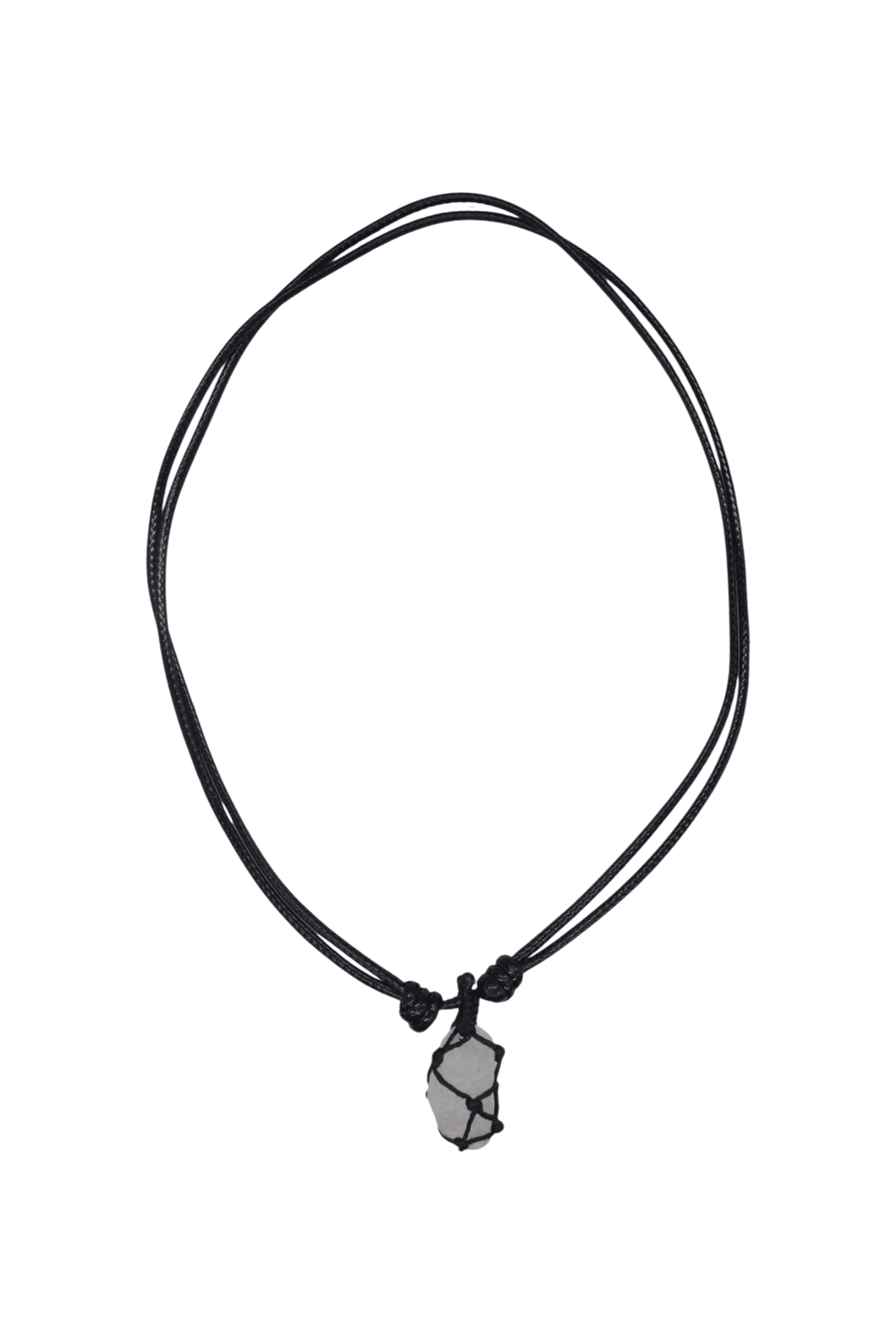 Collar con dije de cuarzo rosa tejido con hilo encerado - Imagen 2