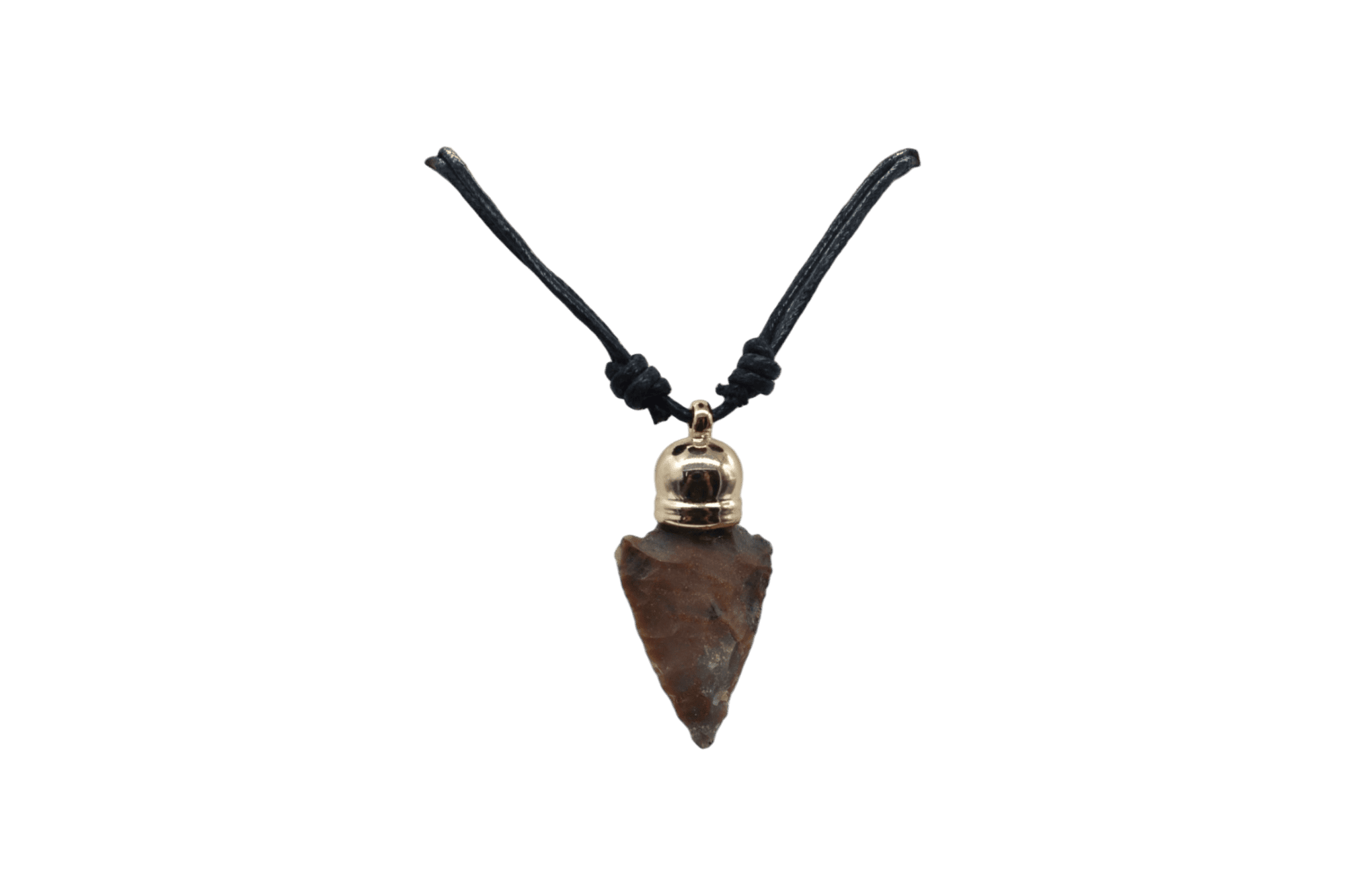 Collar de flecha de piedra ágata con capuchón dorado