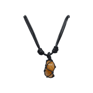 Collar de cuarzo hematoide tejido con hilo encerado