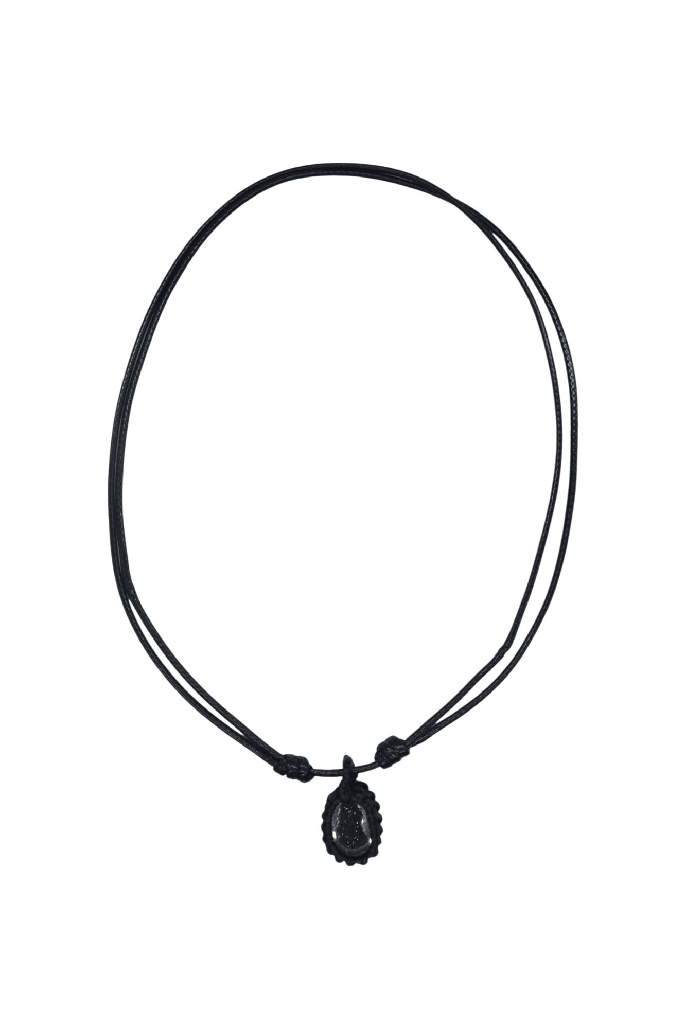 Collar de mini geoda de ágata tejido con hilo encerado - Imagen 2