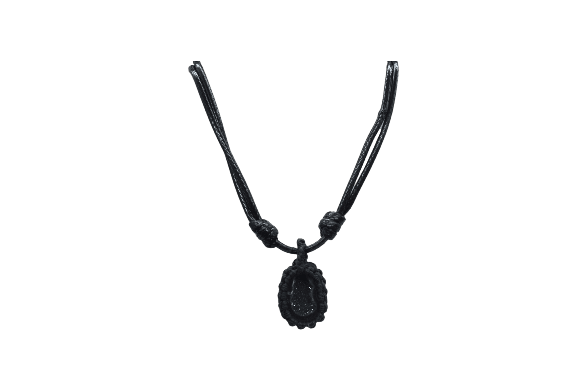 Collar de mini geoda de ágata tejido con hilo encerado