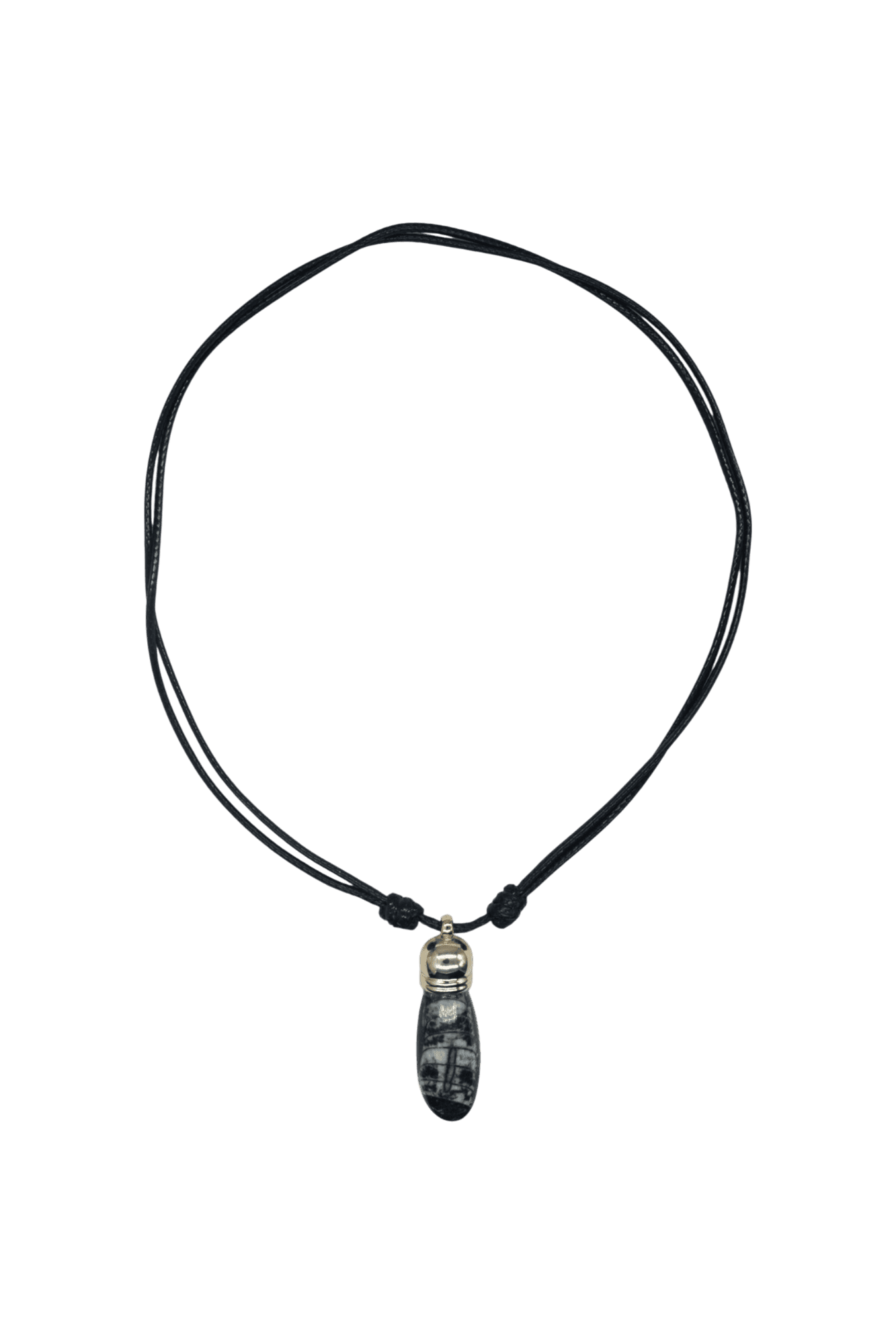 Collar de piedra orthoceras fósil con capuchón dorado - Imagen 2