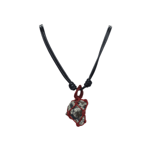 Collar con dije de piedra pirita tejido con hilo encerado