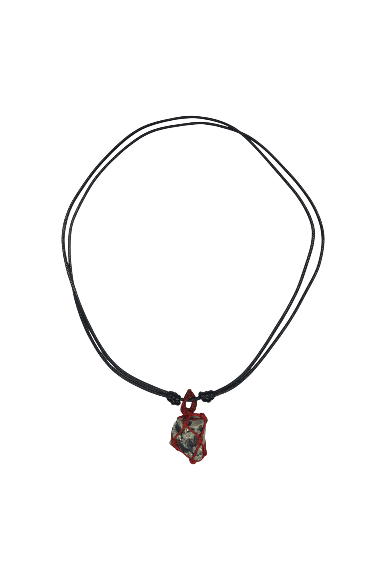 Collar con dije de piedra pirita tejido con hilo encerado - Imagen 2