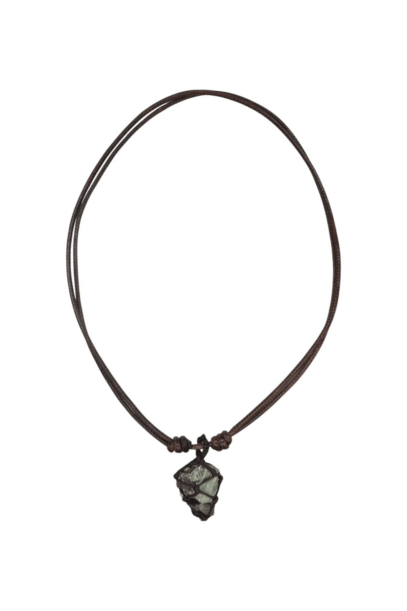 Collar de piedra pirita tejido con hilo encerado - Imagen 2