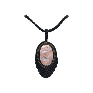 Collar ajustable de piedra ágata rosetta tejido artesanalmente con hilo encerado