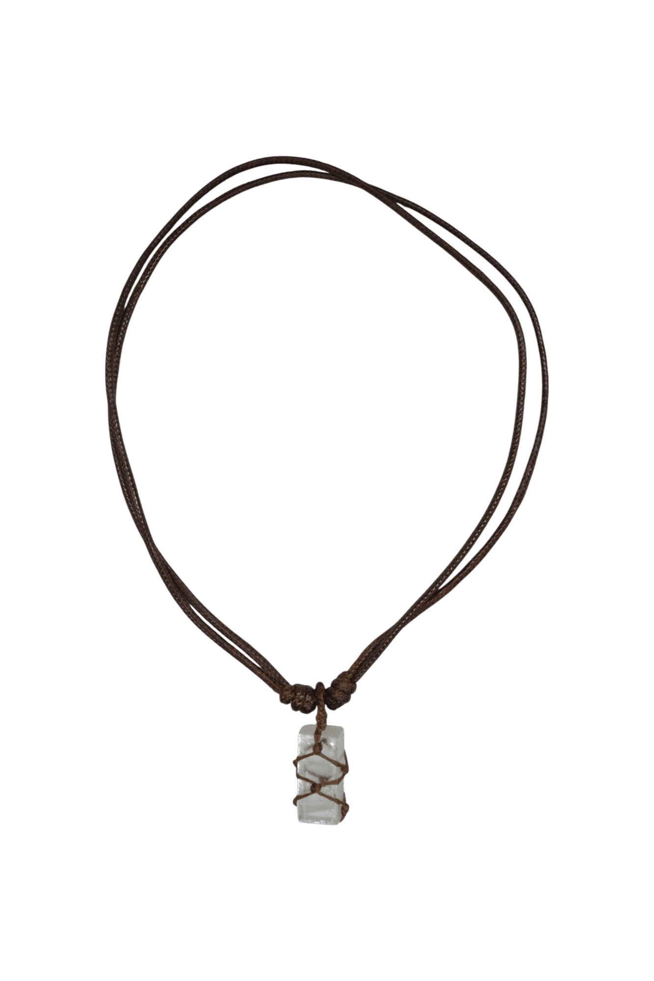 Collar con dije de piedra selenita tejido con hilo encerado - Imagen 2