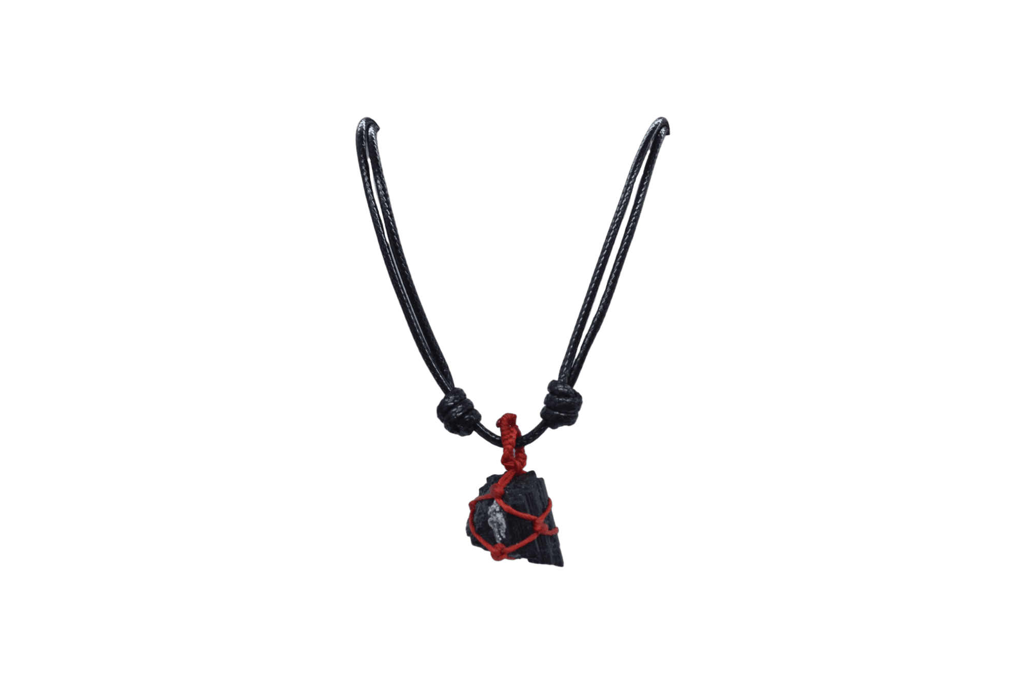 Collar con dije de piedra turmalina tejido con hilo encerado