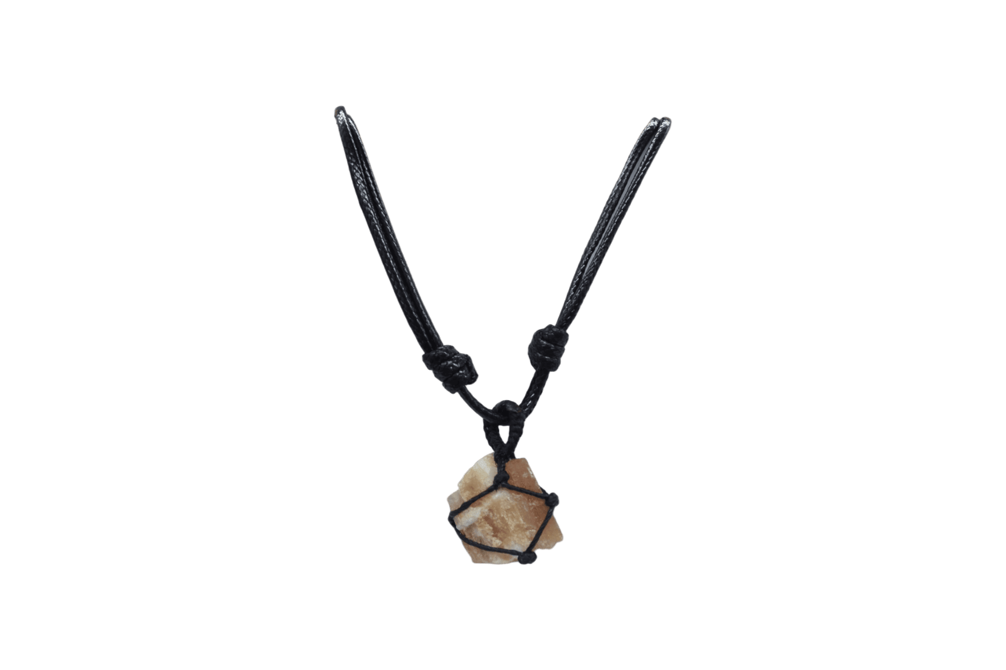 Collar con dije de piedra turmalina sandía tejido con hilo encerado