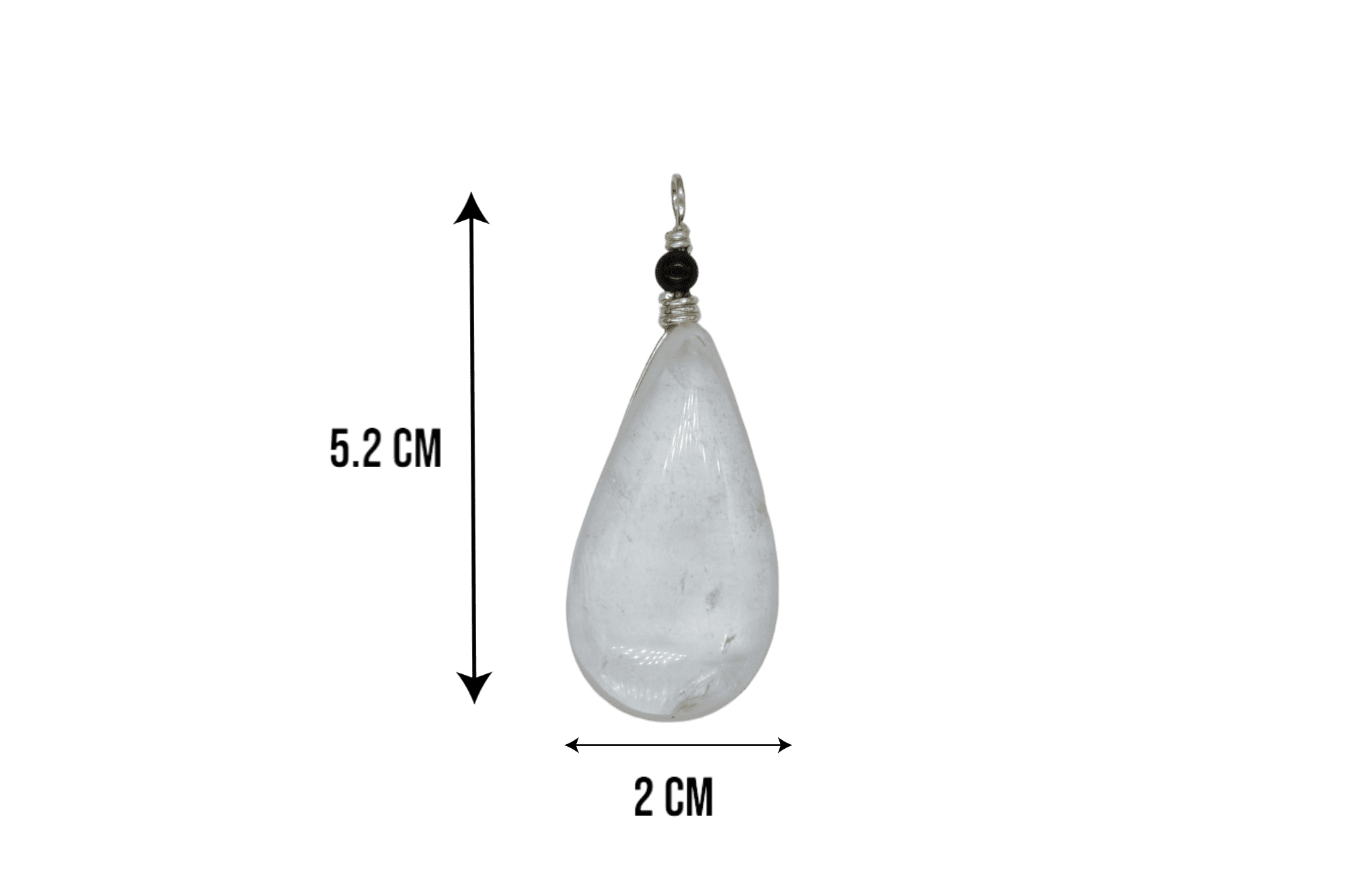 Dije de cuarzo blanco engarzado en alambre de plata - Imagen 2