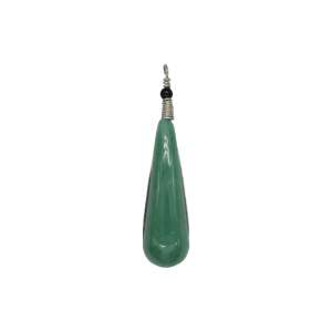 Dije de cuarzo verde engarzado en alambre de plata