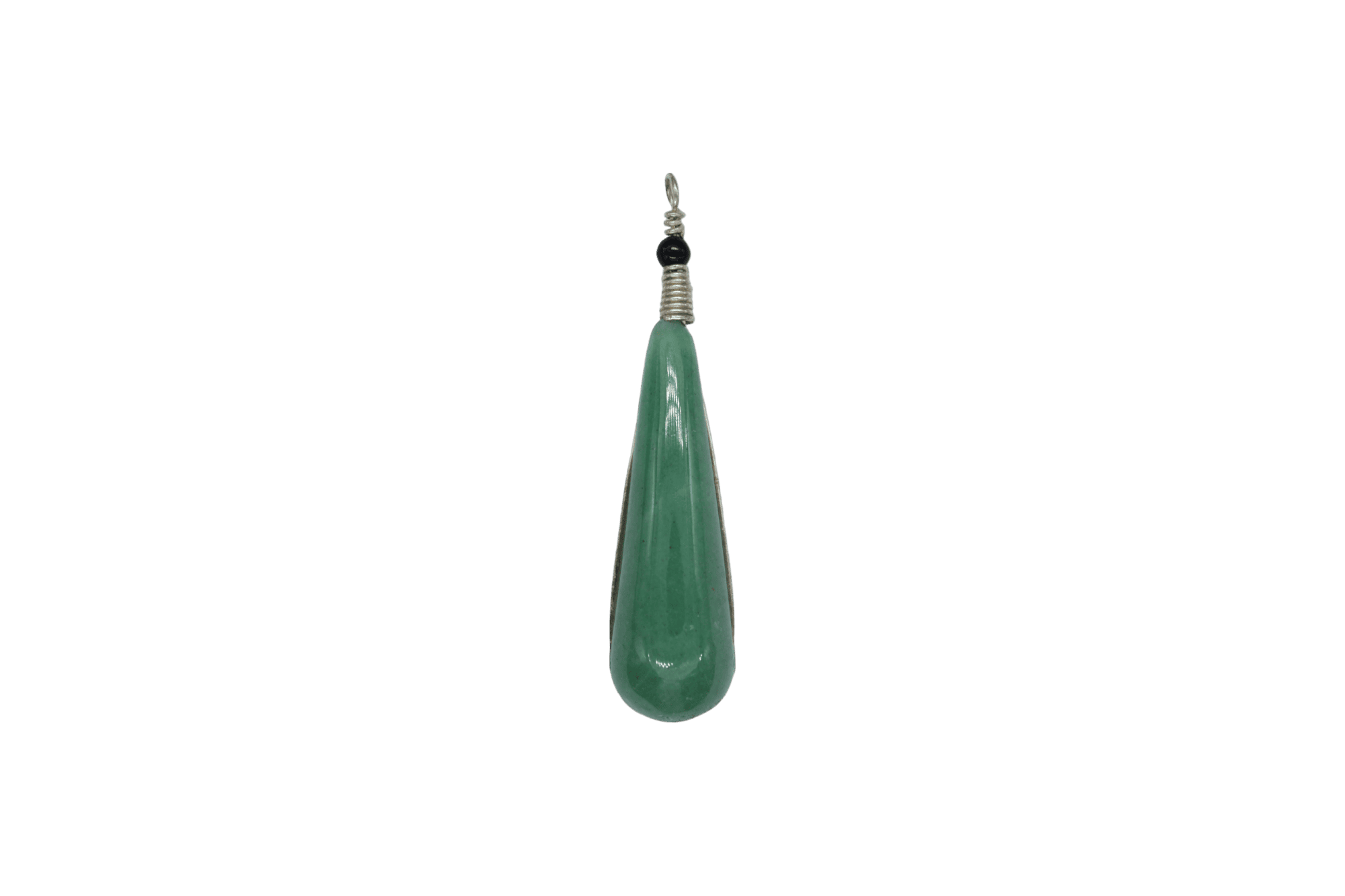 Dije de cuarzo verde engarzado en alambre de plata