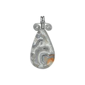 Dije de piedra ágata crazy dorada con alambre de acero inoxidable