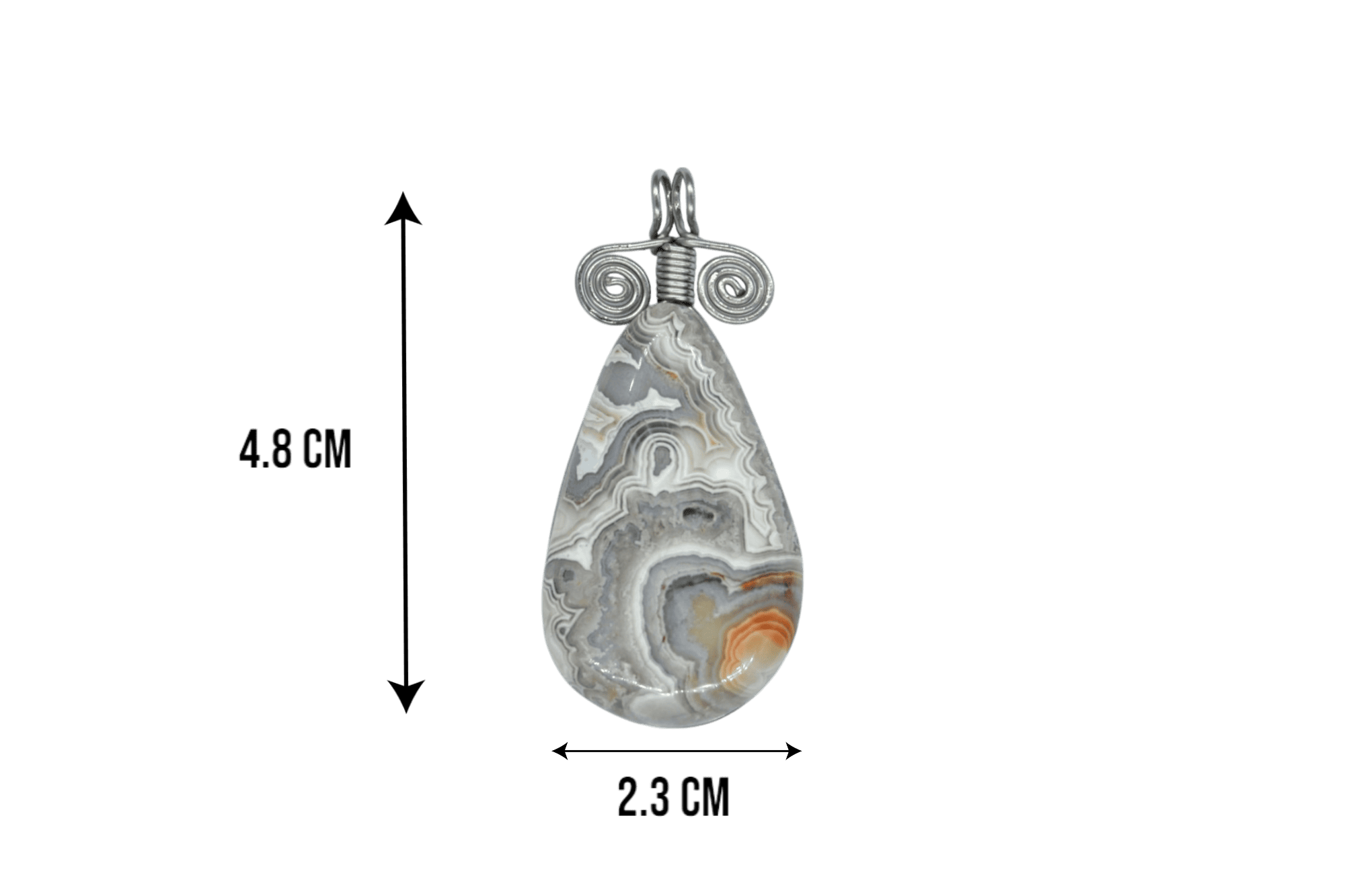 Dije de piedra ágata crazy dorada con alambre de acero inoxidable - Imagen 2