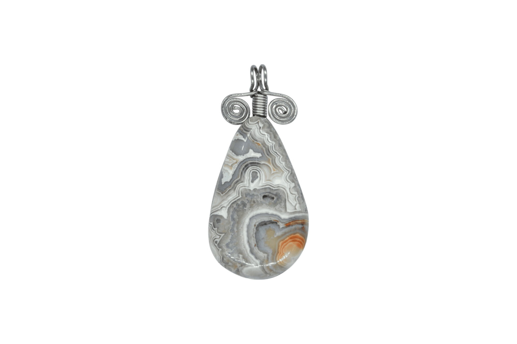 Dije de piedra ágata crazy dorada con alambre de acero inoxidable