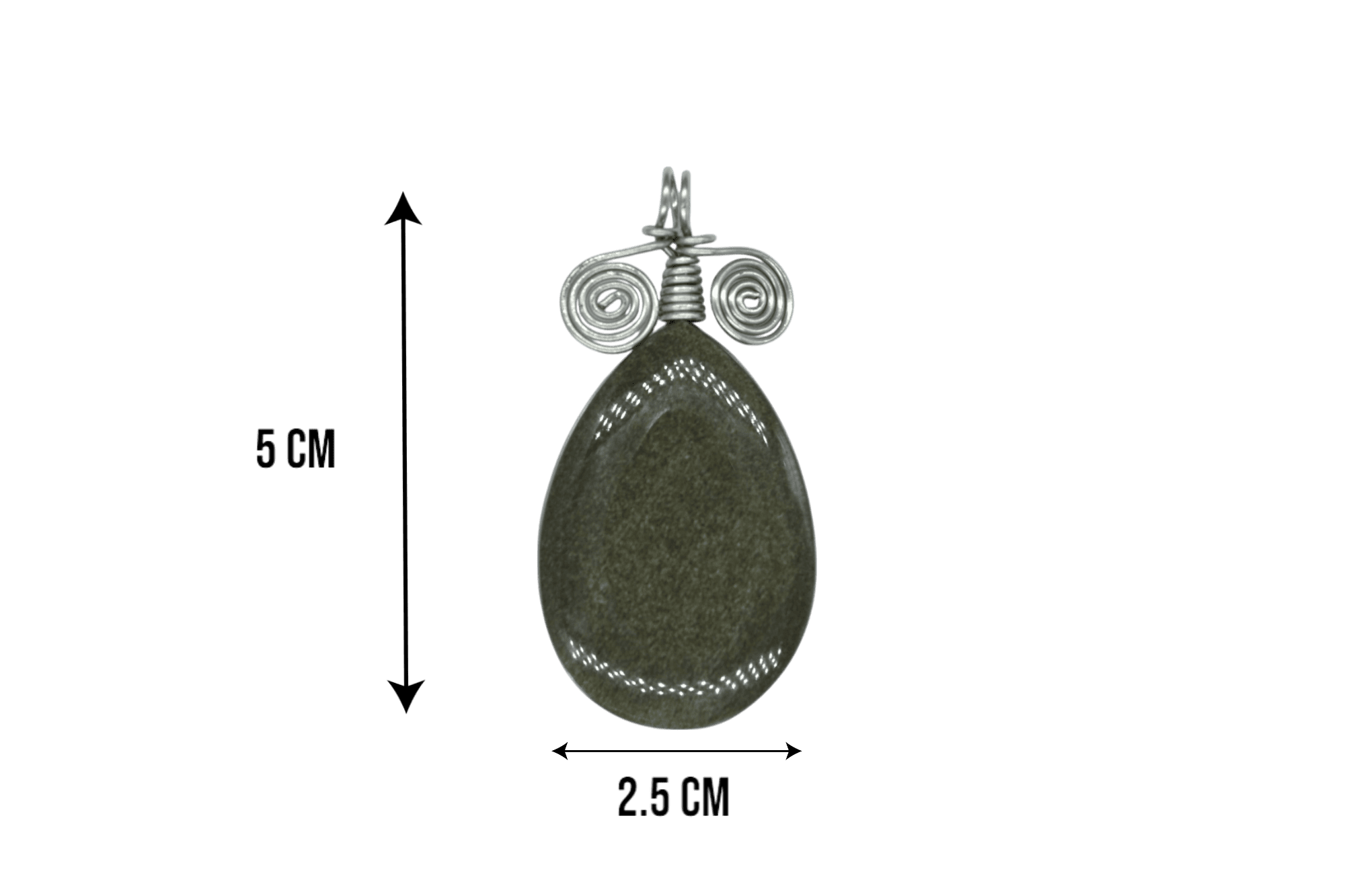 Dije de piedra obsidiana dorada con alambre de acero inoxidable - Imagen 2