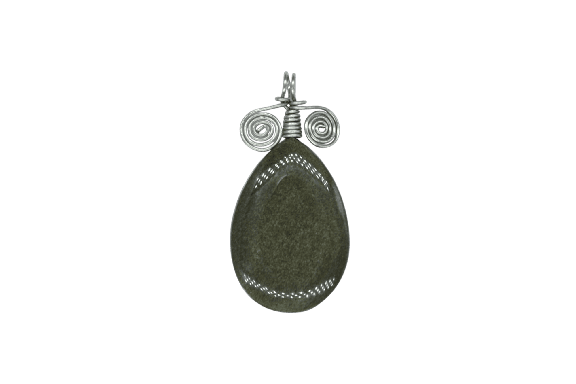 Dije de piedra obsidiana dorada con alambre de acero inoxidable