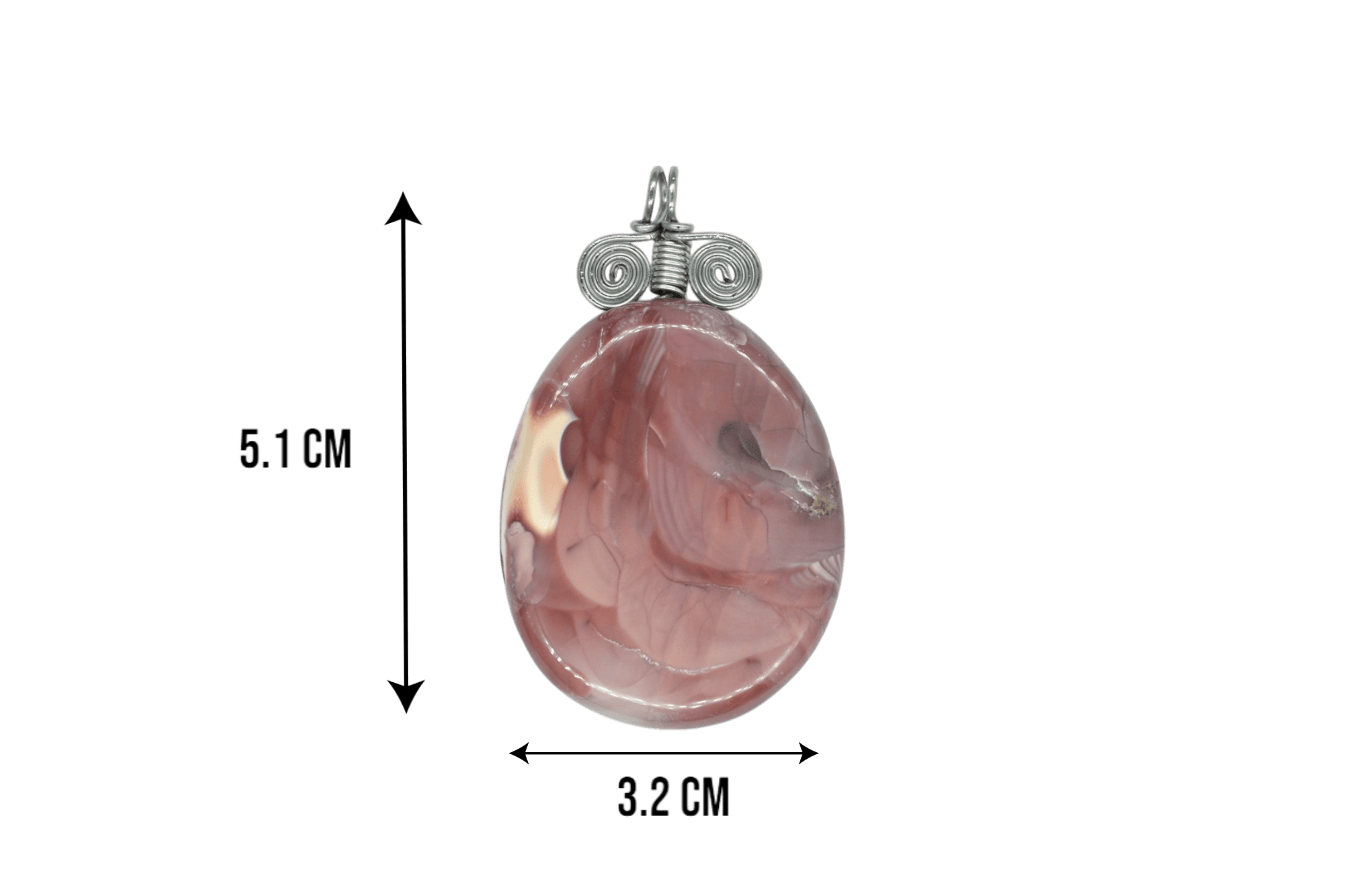 Dije de piedra royal jasper imperial con alambre de acero inoxidable - Imagen 2