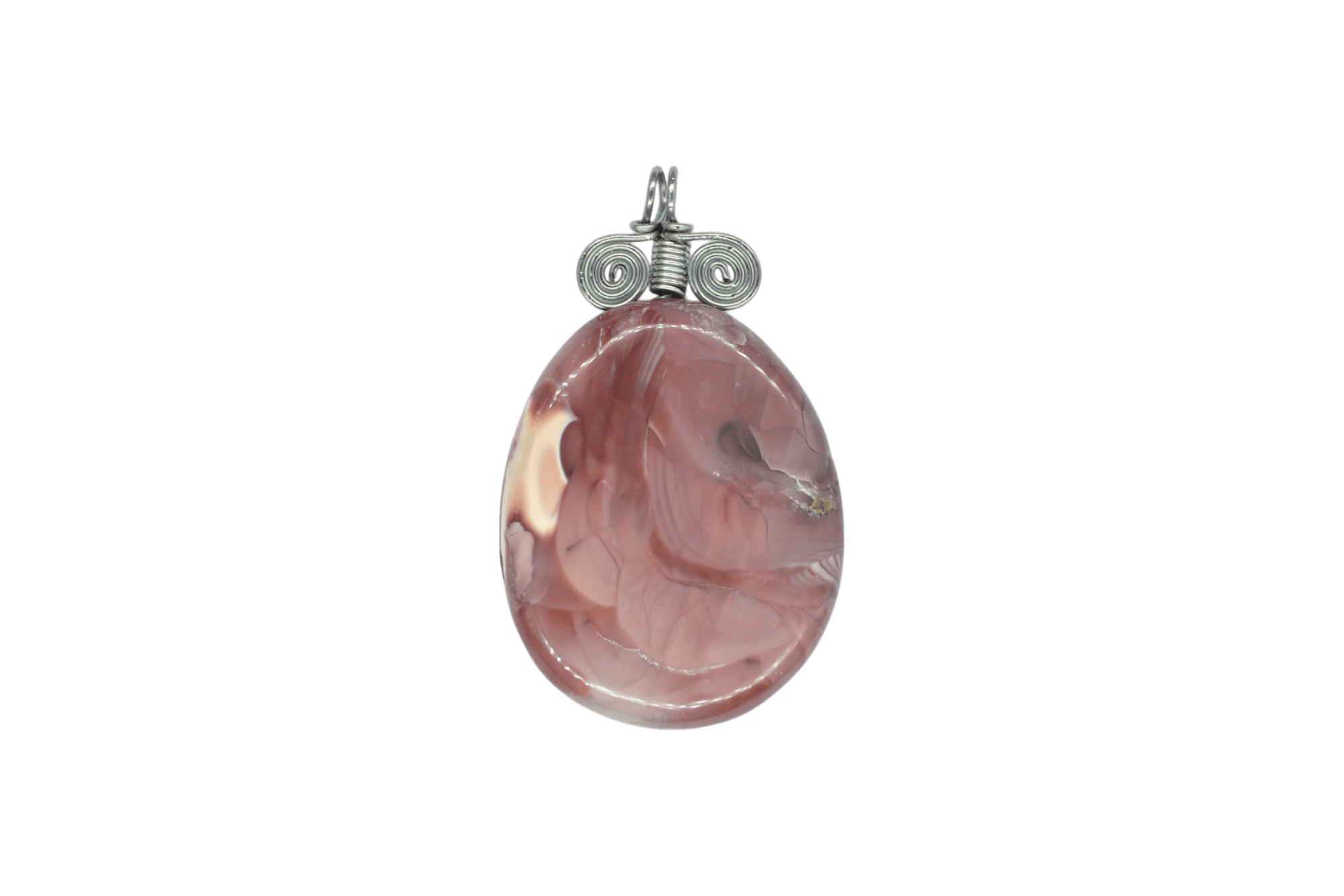 Dije de piedra royal jasper imperial con alambre de acero inoxidable