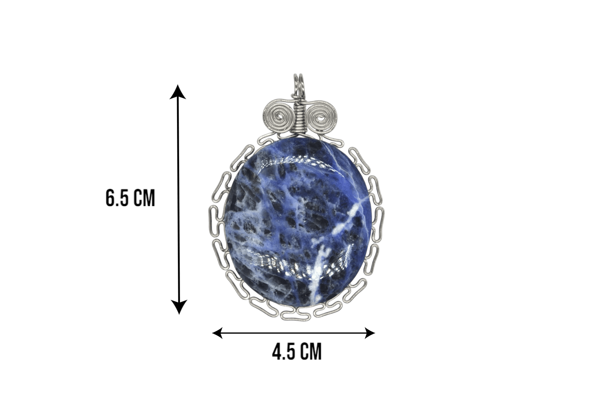 Dije de piedra sodalita con engarzado tipo greca inca con alambre de acero inoxidable - Imagen 2