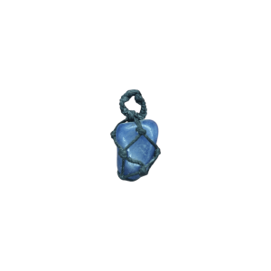 Dije de piedra ágata azul tejido con hilo encerado