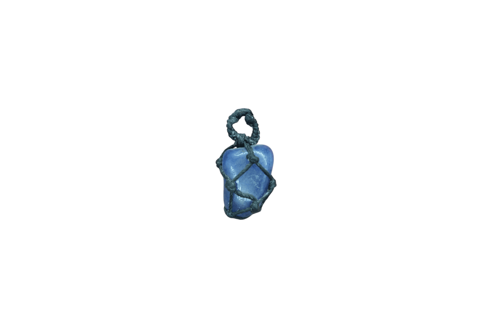 Dije de piedra ágata azul tejido con hilo encerado