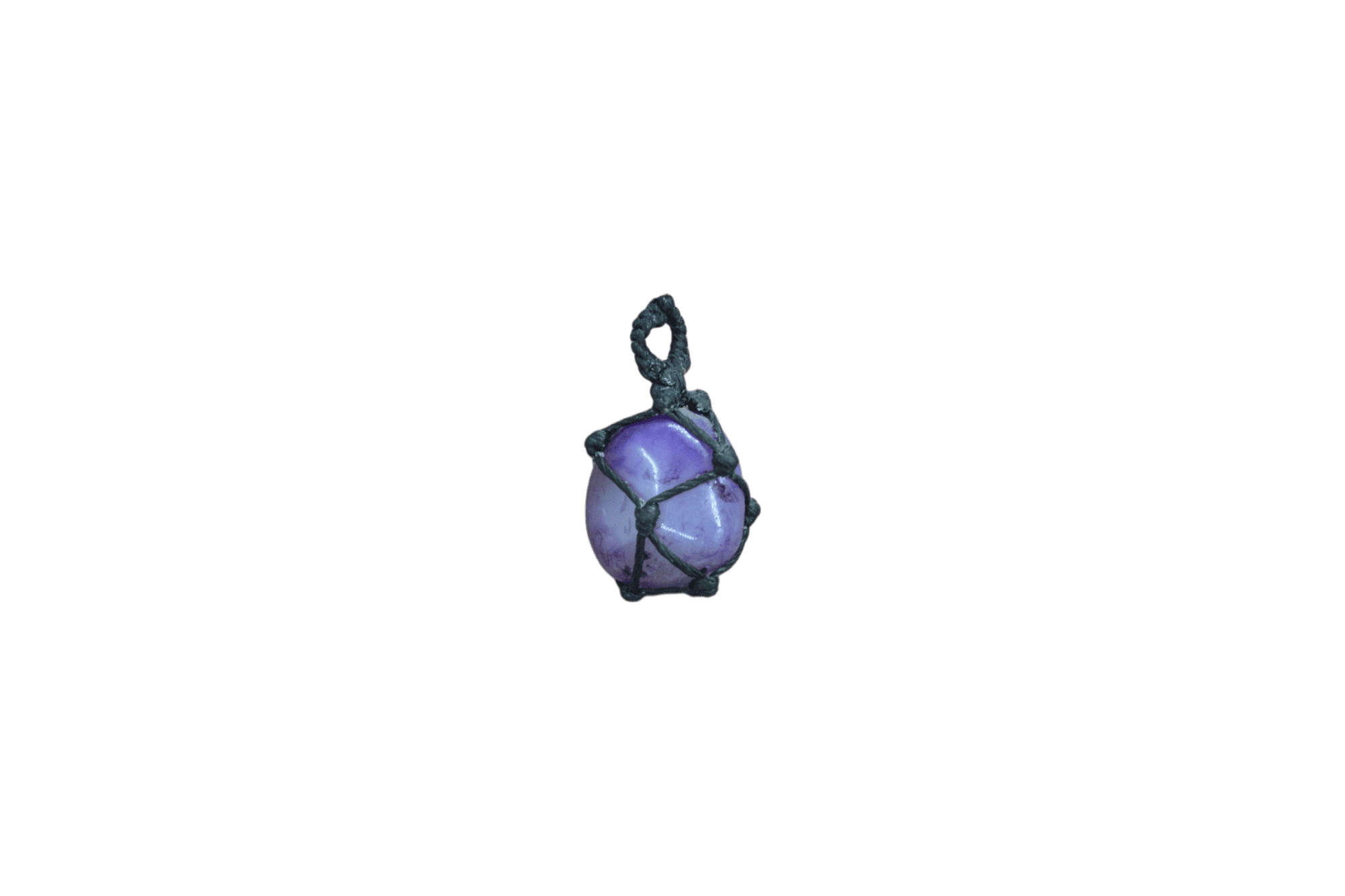 Dije de piedra ágata morada tejido con hilo encerado