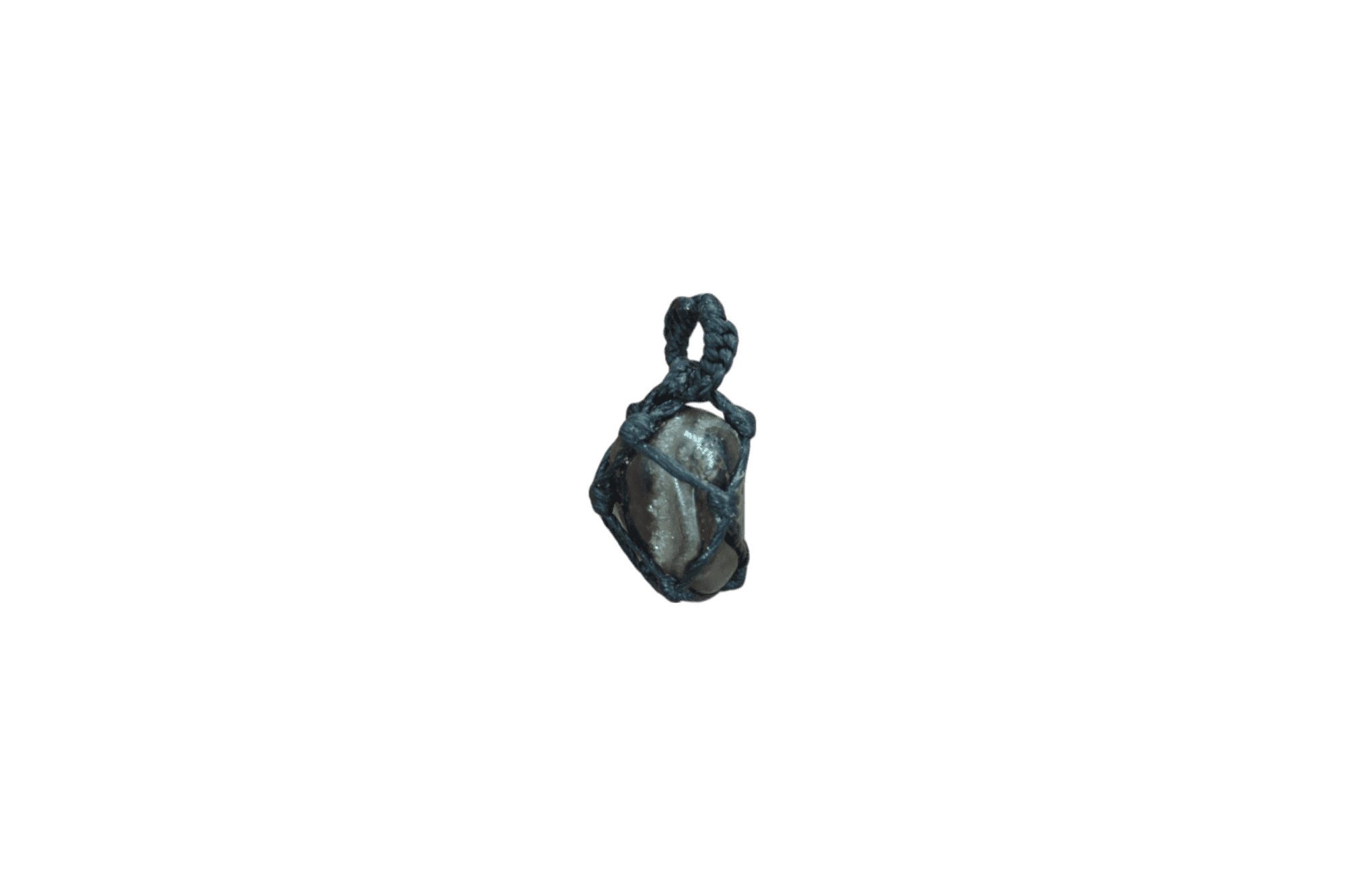 Dije de piedra ágata negra tejido con hilo encerado