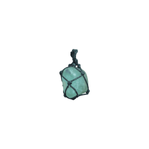 Dije de piedra fluorita tejido con hilo encerado