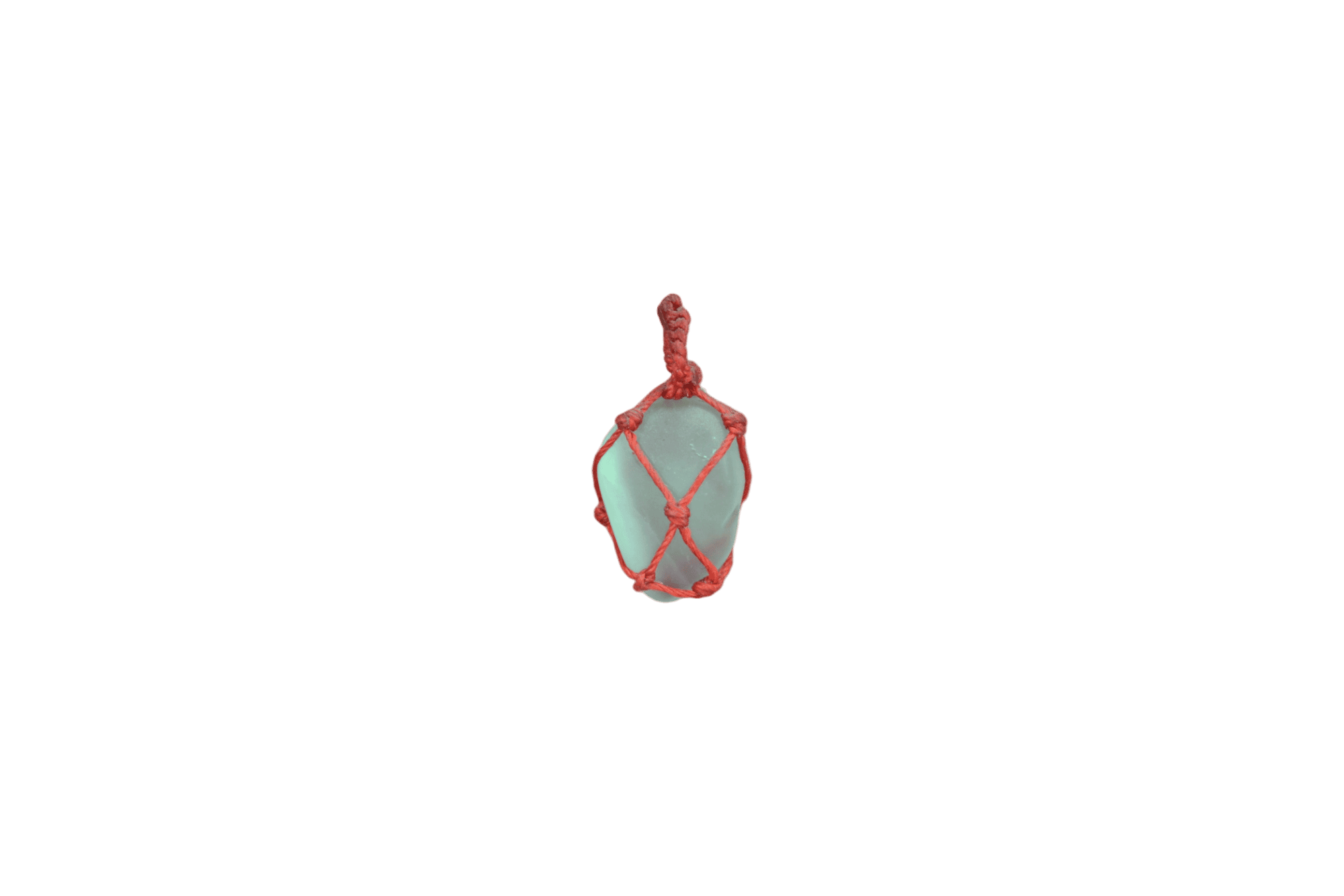 Dije de piedra fluorita tejido con hilo encerado