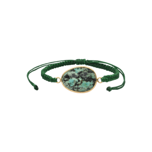 Pulsera ajustable de piedra crisocola facetada tejida con hilo encerado