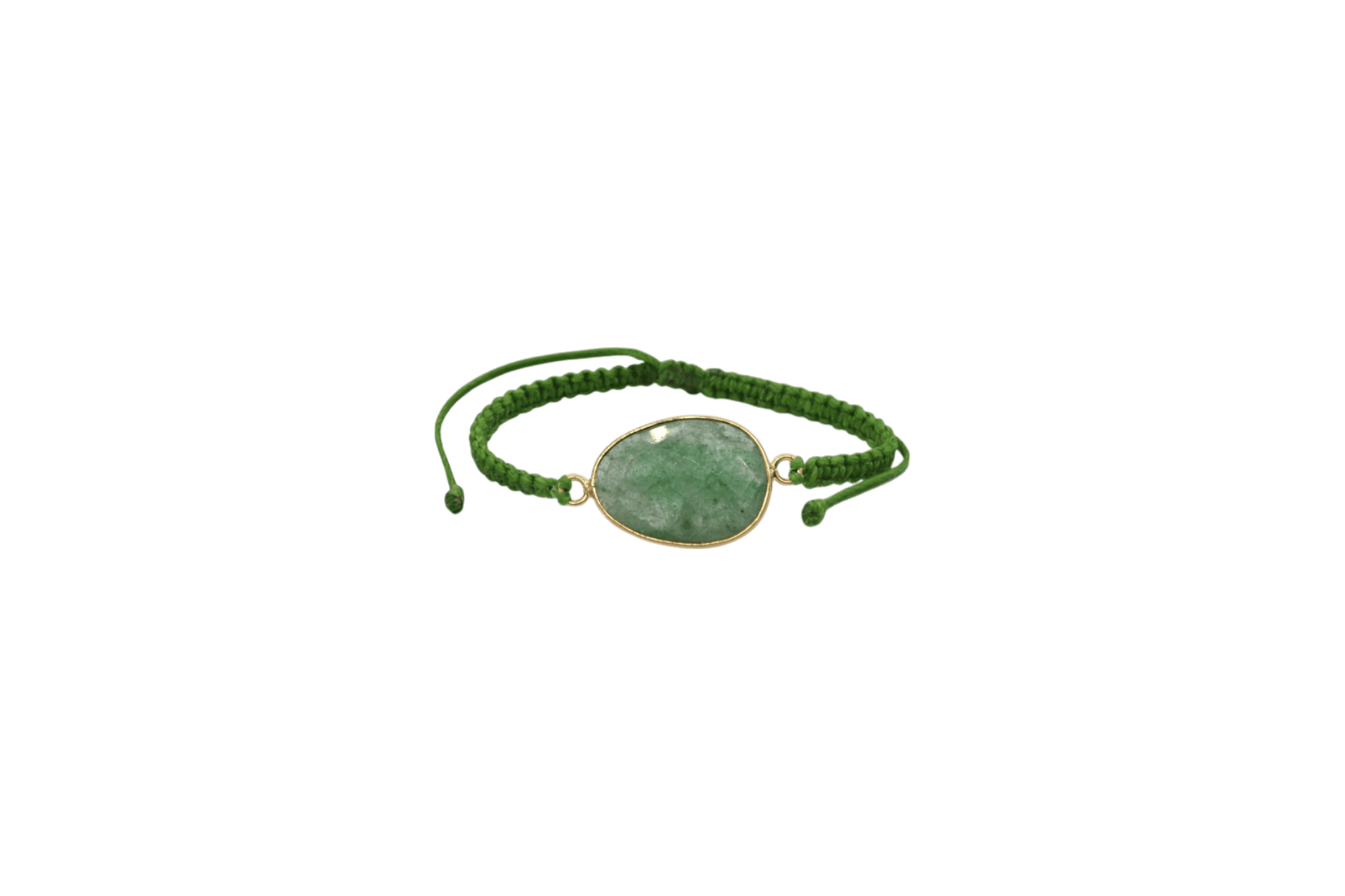 Pulsera ajustable de cuarzo verde facetada tejida con hilo encerado