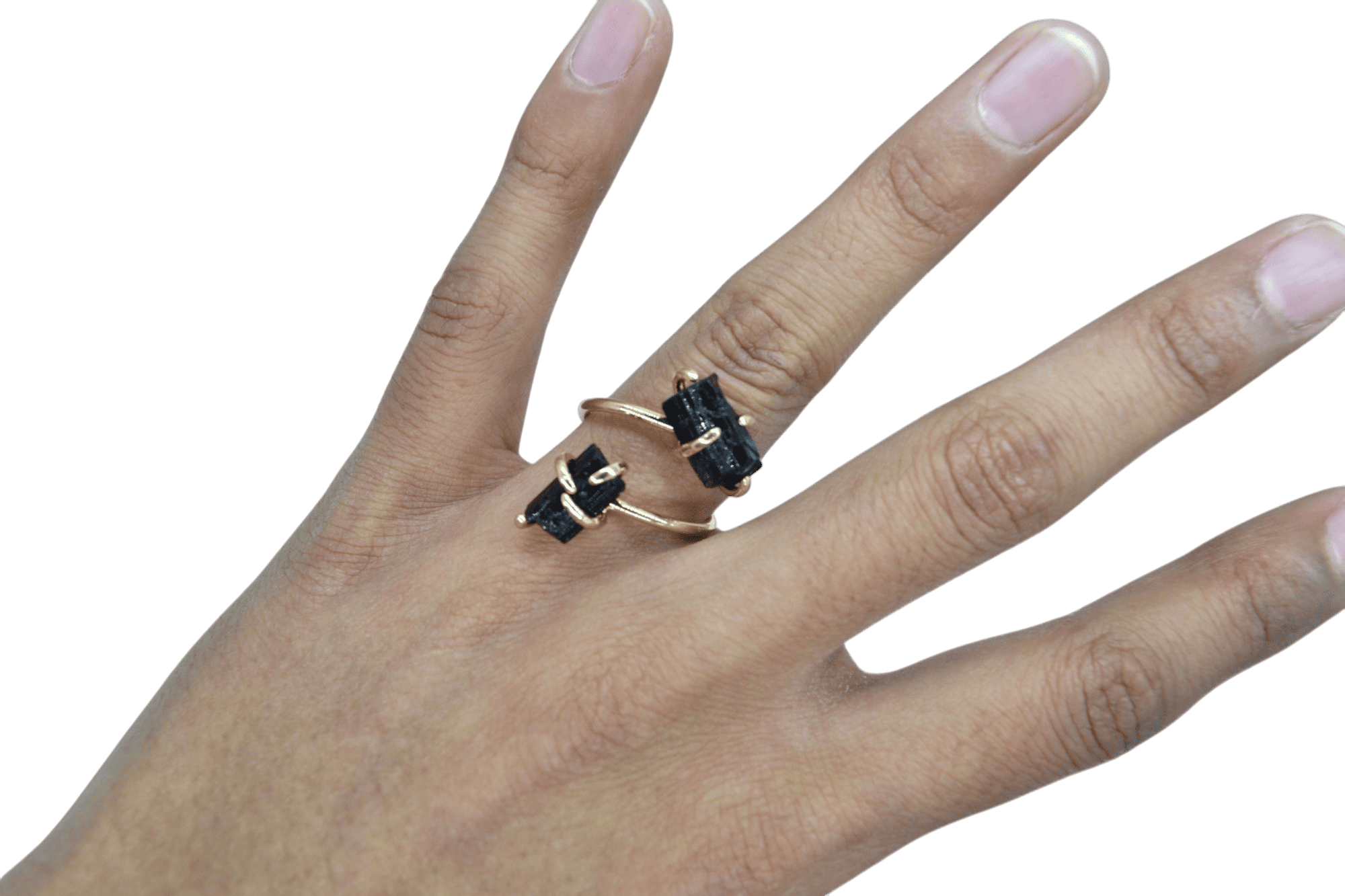 Anillo ajustable de piedra turmalina en bruto - Imagen 2