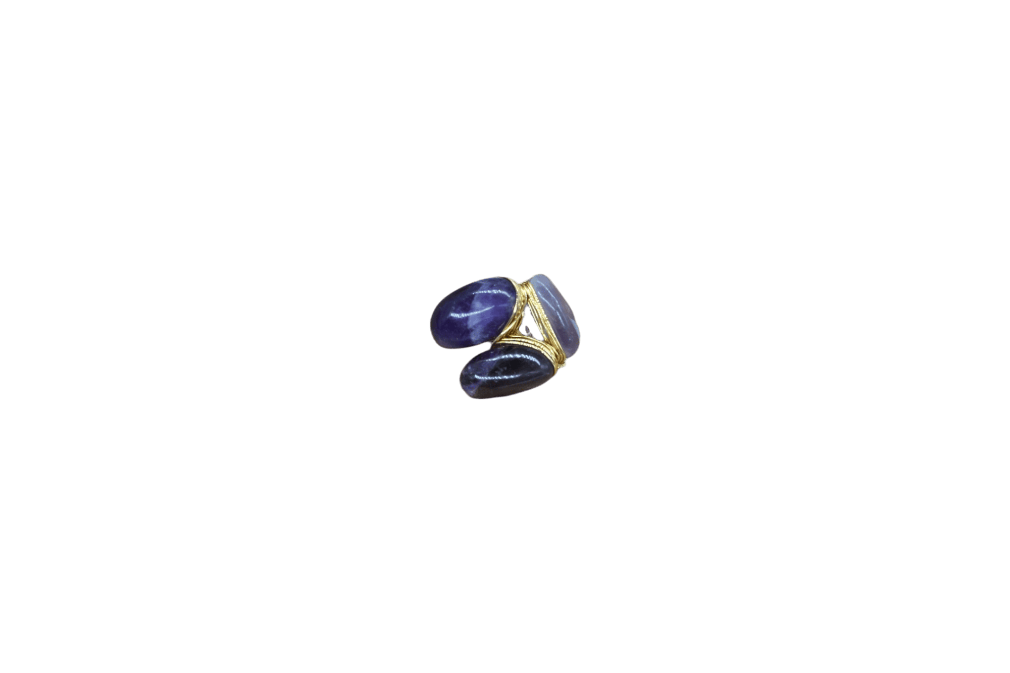 Anillo ajustable con 3 cuentas de cuarzo amatista